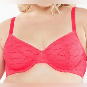 Flocked Logo Unlined Bra - Pink Smash (40DD)
